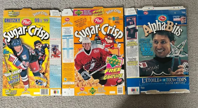 Wayne Gretzky - Sugar Crisp & Alpha Bits Cereal Boxes - Lot of 3 Boxes! 1990s