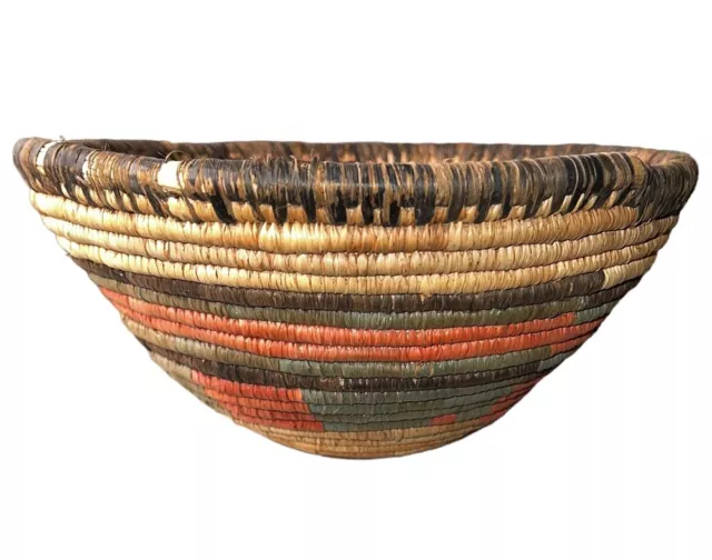 Coil Basket Wall Art Hanging African Handmade Natural Spiral Hand Woven 15"