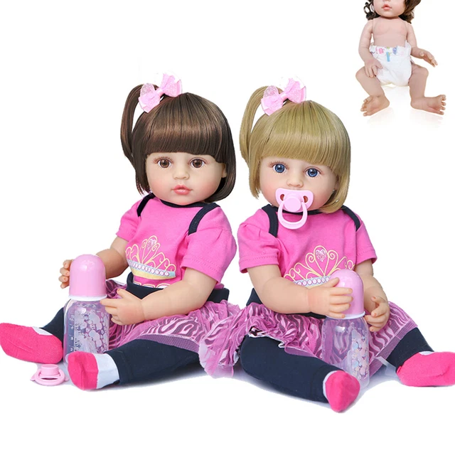 55cm Full Body Vinyl Silicone Reborn Toddler Newborn Girl Doll Accompany Kids