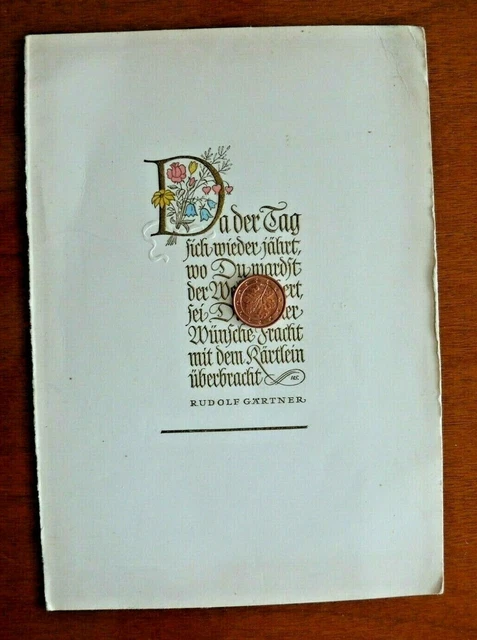 ANTIK GEBURTSTAG GLÜCKWUNSCH Karte, gold geprägt, Spruch, Rudolf