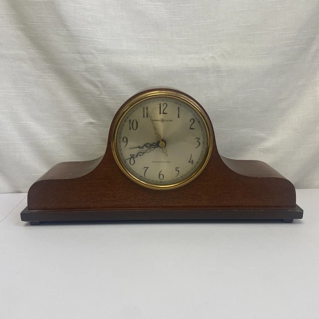 VINTAGE GE GENERAL Electric Westminster Chime Wood Mantle Clock