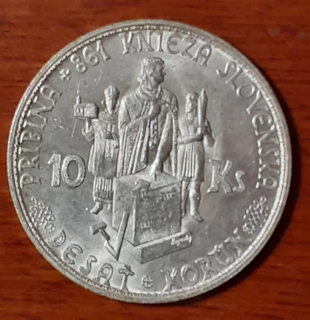 Slovakia 1944 10 Korun .500 Silver Coin * Without Cross Variety * Rare