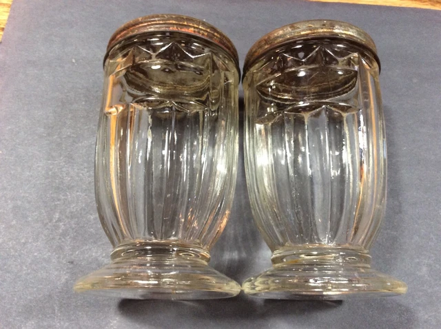 Old Pair Hoosier Kitchen Cabinet Footed Sugar Jars Country Store Primitive 3