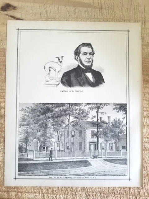 RESIDENCE OF H N THROOP,PULTNEYVILLE,NY.VTG 1887 13.7" x 11.5 ART PRINT*