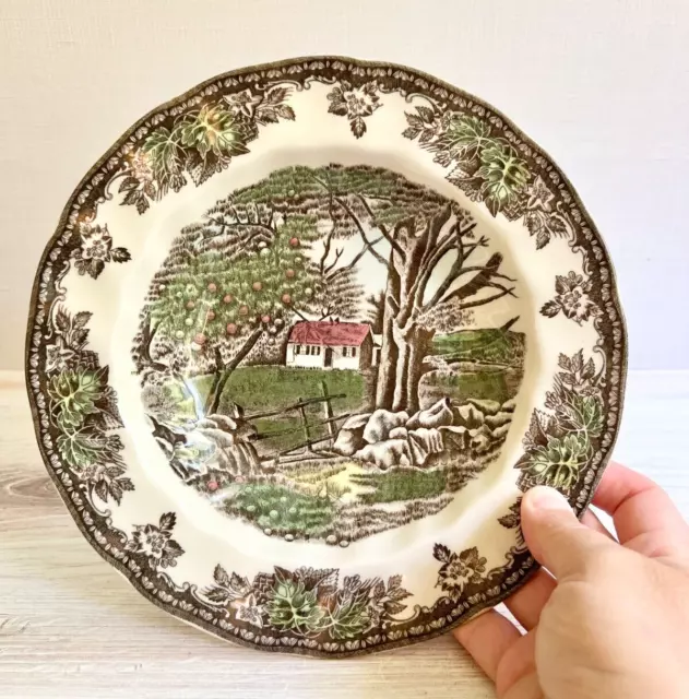 Johnson Bros The Friendly Village 8" Rimmed Soup Bowl Stone Wall England 1883