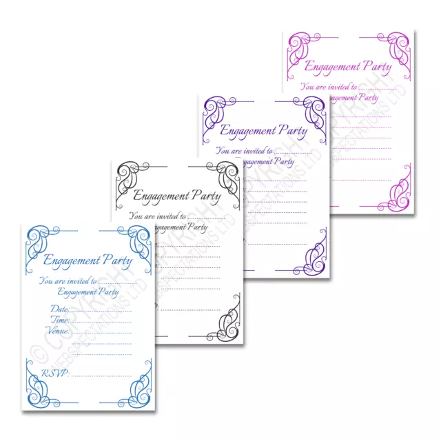 Engagement Party Invitations with Envelopes Calligraphy Pack of Invites