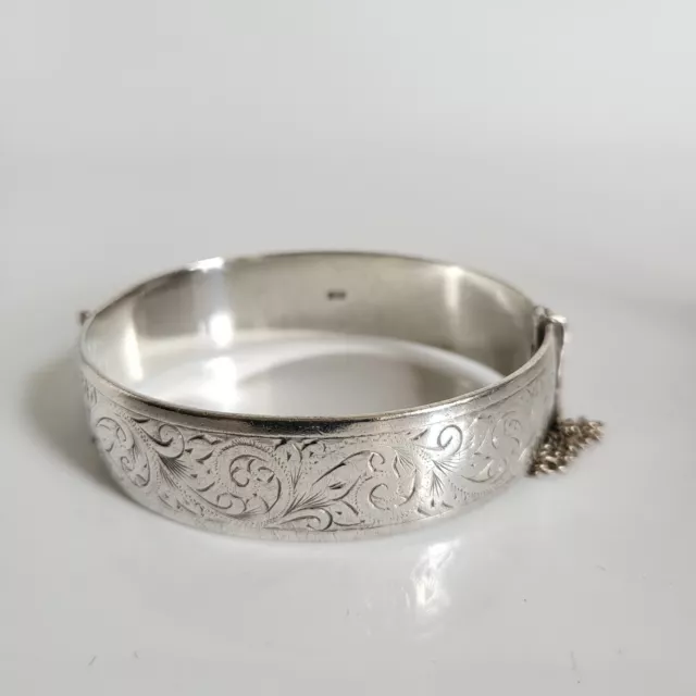 Henry Griffith Sons Engraved Sterling Silver Cuff Bracelet Bangle Birmingham...