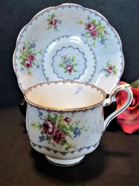 Royal Albert English Bone China Petit Point Teacup & Saucer Kt7070A