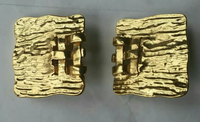 KARINE SULTAN SIGNED EARRINGS in Gold Tone Clip-On Fashion Jewelry Statement