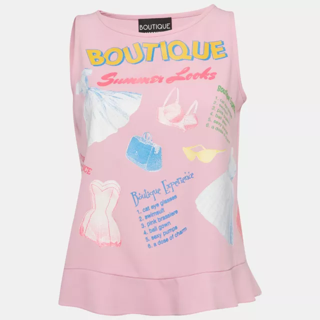 Boutique Moschino Pink Print Crepe Sleeveless Top M
