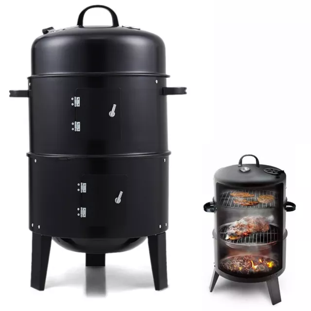 Outdoor Barbecue Smoker Charcoal Bbq Grill Garden Cooker Patio Drum Oven Stove