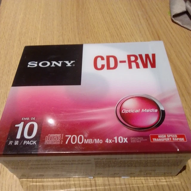 10X BRAND NEW SONY CDRW 700mb HIGH SPEED TRANSFER OPTICAL MEDIA Ref