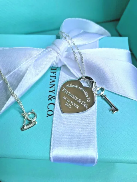 Tiffany & Co. Sterling Silver 925 Heart tag key pendant Necklace 16"