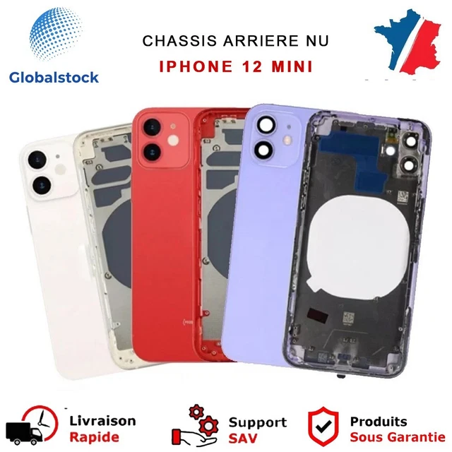 Châssis Arrière IPhone 12 Mini Violet Nu - Marque GLOBALSTOCK - Fabriqué En France - Neuf Sous Blister