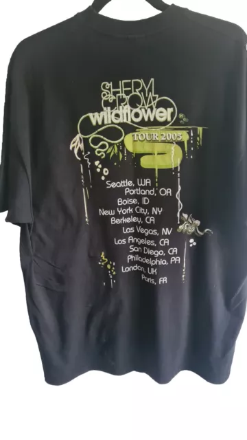 Sheryl Crow t-shirt 2005 Xl Wildflower Tour Tee 44 Chest Band Tees Black 2