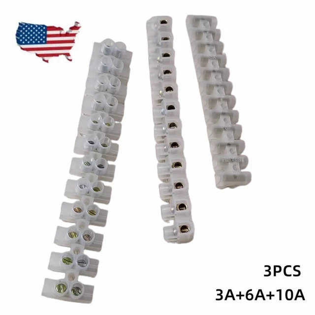 3pcs 12P Barrier Screw Terminal Block Wire Connection Connector Strip 3A 6A 10A