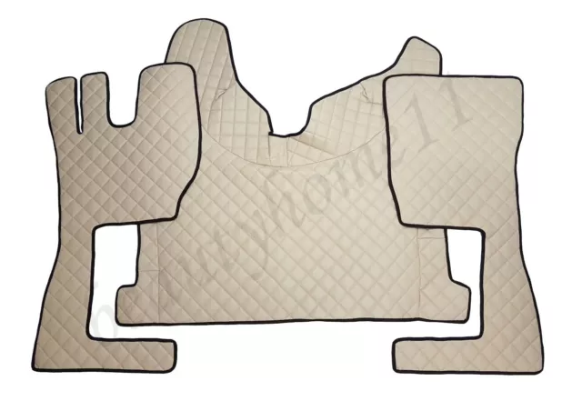 Floor Mats Cover For VOLVO FH4 2014+ Left Hand Drive Beige / Cream Eco Leather