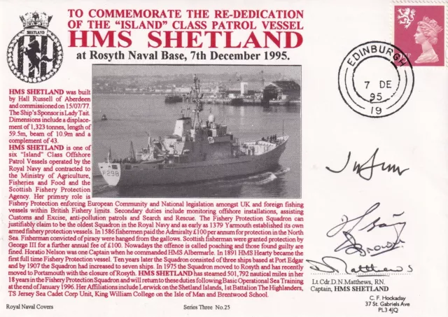 3RNCH25 HMS Shetland Re- Dedication island Class Patrol Vessel Signed 4