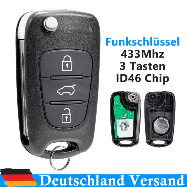 Auto Funkschlüssel 434MHz für Hyundai i30 Kia Ceed Sportage + Transponder Chip