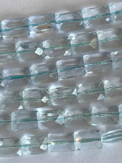 1 Strand Genuine Faceted Rectangle Blue Topaz Beads - 9x7mm - Great for Earrings