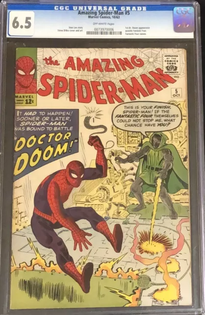 AMAZING SPIDER-MAN #5  CGC 6.5 FN+ *Doctor Doom*  1963