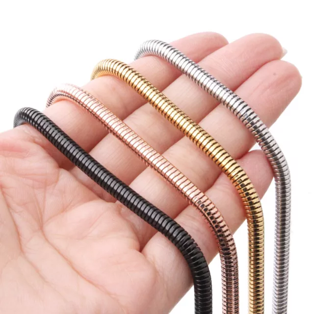 4.2mm Fashion Women's Men's 316L Stainless Steel Round Snake Chain Link Necklace