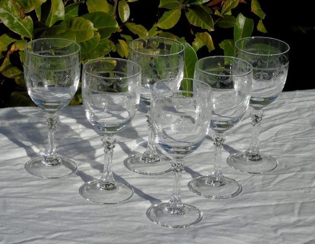 Service de 6 verres à vin blanc en cristal d'Arques, modèle Style Dampierre