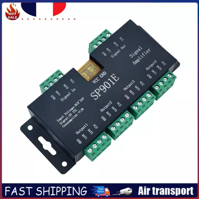 SP901E 24V 4CH Group Signal Amplifier for DMX512 LED Pixel Strip Magic Module FR
