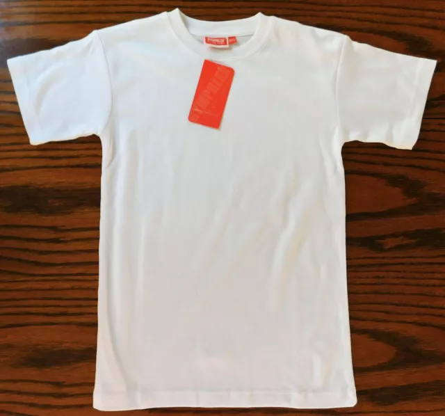 Childrens white T shirt Gymphlex Fit For Sport boy girl tee top chest 30 32 NEW