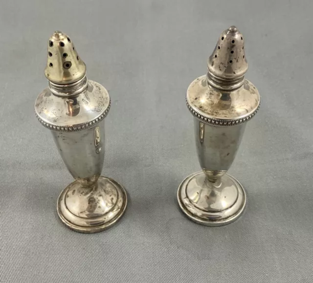 Pair of Sterling Silver Salt and Pepper Shakers Weighted Marked MFH 562-5" tall