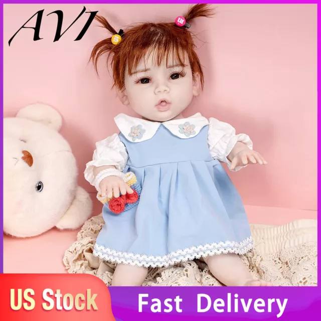 18.5" Silicone Baby Full Body Dolls Real Reborn Baby Doll Newborn Baby Doll