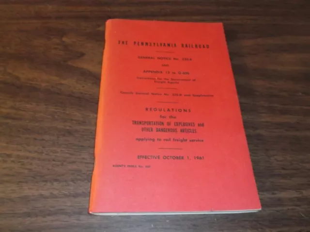 October 1961 Prr Pennsylvania Railroad Transportation Of Explosives Rules Gn225E