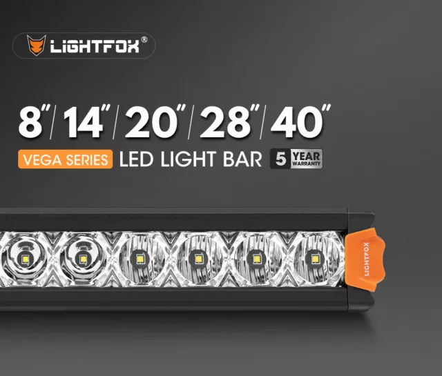 Lightfox 8" 14" 20" 28" 40" Osram LED Light Bar Single Row Flood Beam Offroad 2