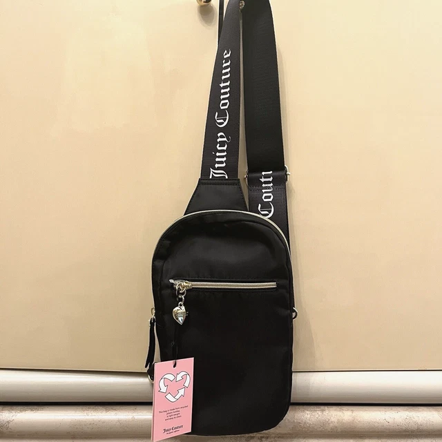 Juicy Couture Nylon Pylon Logo Crossbody Sling Bag Y2k Black NWT