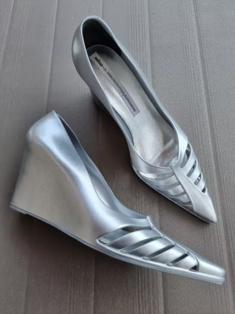 Melissa Collaboration Alexandre Herchcovitch :  Superbe Paire De Compensé Argent