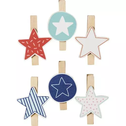 Knorr Prandell Stars Wooden Pegs for Gift Bags 6pcs