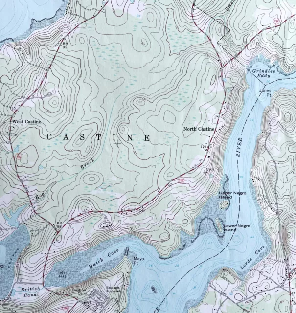 Map Castine Maine USGS 1979 Topographic Vintage Geo 1:24000 27x22" TOPO13