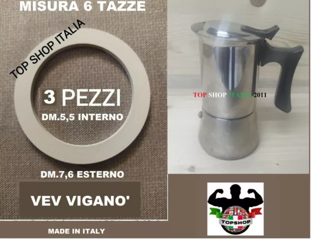 Set 3 Pezzi Guarnizione 6 Tazze Per Caffettiera Vev Vigano Moka Introvabile