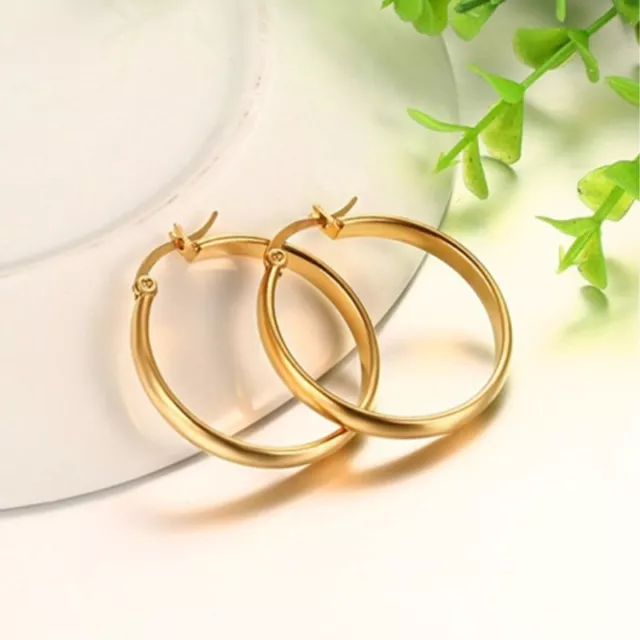 Boucles d'oreilles femmes cerceau cerceau pour femmes bijoux plaqué or 18 carats en acier inoxydable grand cercle rond 3