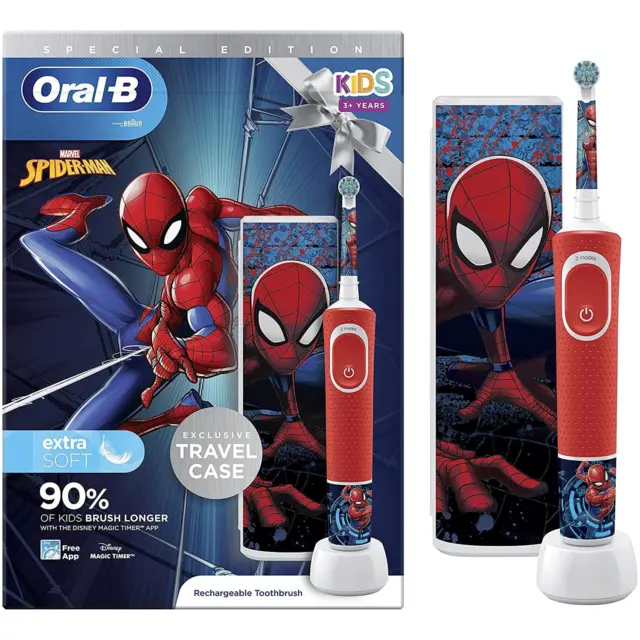 Oral B Vitality Kids Marvel Spiderman Electric Toothbrush Giftset for Age 3+,Red
