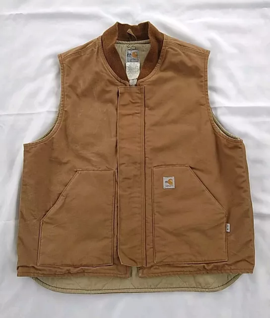 CARHARTT VEST 14806 FR Flame-Resistant Quilted Lined Duck TAN Mens XL ...