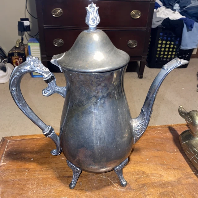 Vintage Leonard Silverplate Tea Teapot Beautiful Patina Coffee Pour Over Pot 10”