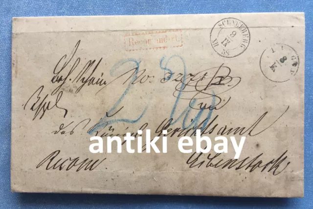 # Sachsen R-Brief 1858 mit Siegel - Königliches Postamt Schneeberg Erzgebirge