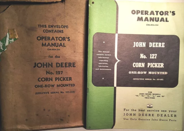 Vintage John Deere Operators Manual On The No. 127 One Row Corn Picker. #-4