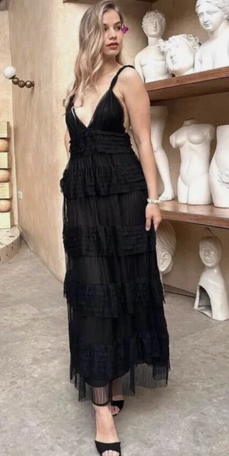 ZARA NEW WOMAN Ruffled Tulle Dress Zw Collection Black Size M Ref: 8936/113  37.10 - PicClick UK