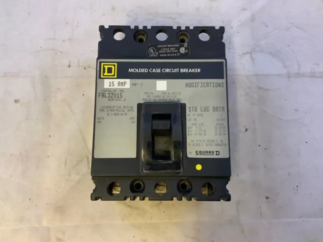 Square D Fal32015 3 Pole 15 Amp 240 Volt Circuit Breaker