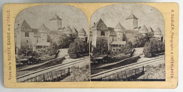 Château Chillon Schweiz Foto A.Gabler Stereo Vintage Albumin c1880