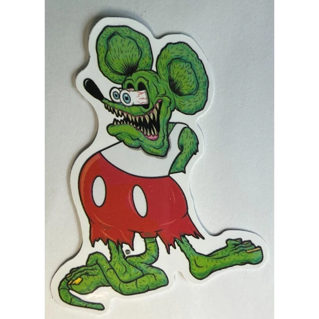 Rat Fink R.F. Mickey Mouse  ~*~ Vinyl Sticker Decal - Big Daddy Ed Roth Hot Rod