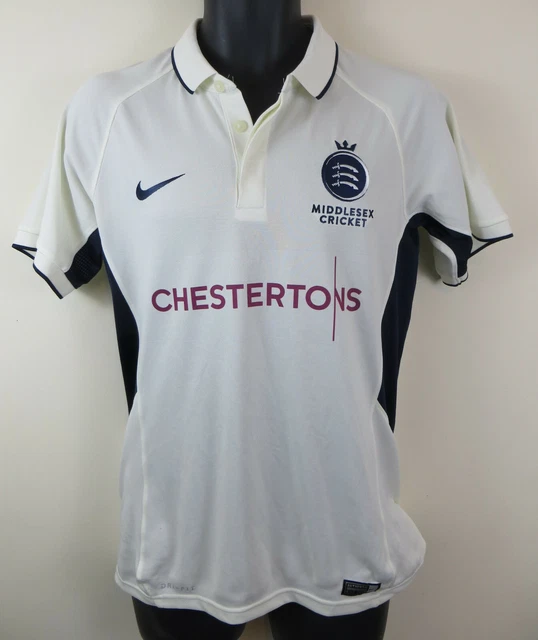 NIKE MIDDLESEX COUNTY Cricket CC Retro Shirt Jersey White Mens