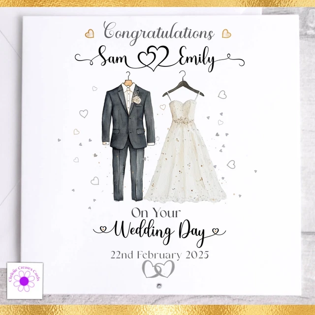 PERSONALISED WEDDING CARD, Wedding Day Congratulations Card | Bride ...